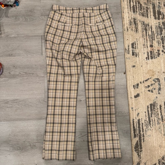 Zara Women's Dress Pants Tan And Brown Plaid Size Large - Picture 4 of 6